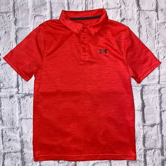 Under Armour boys youth L loose fit heatgear short sleeve polo shirt orange - Picture 1 of 4
